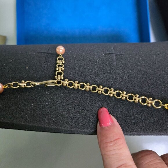 Heidi Daus NWOT Glorious Garden Peach Beaded Crystal Pendant Necklace With Exten - Picture 14 of 15